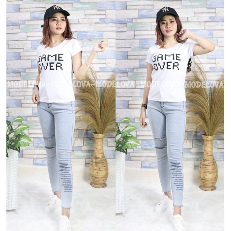 MDLV ~ GAME OVER TEE KAOS TULISAN GAME OVER KAOS CEWEK ATASAN CEWEK KAOS MURAH FASHION WANITA