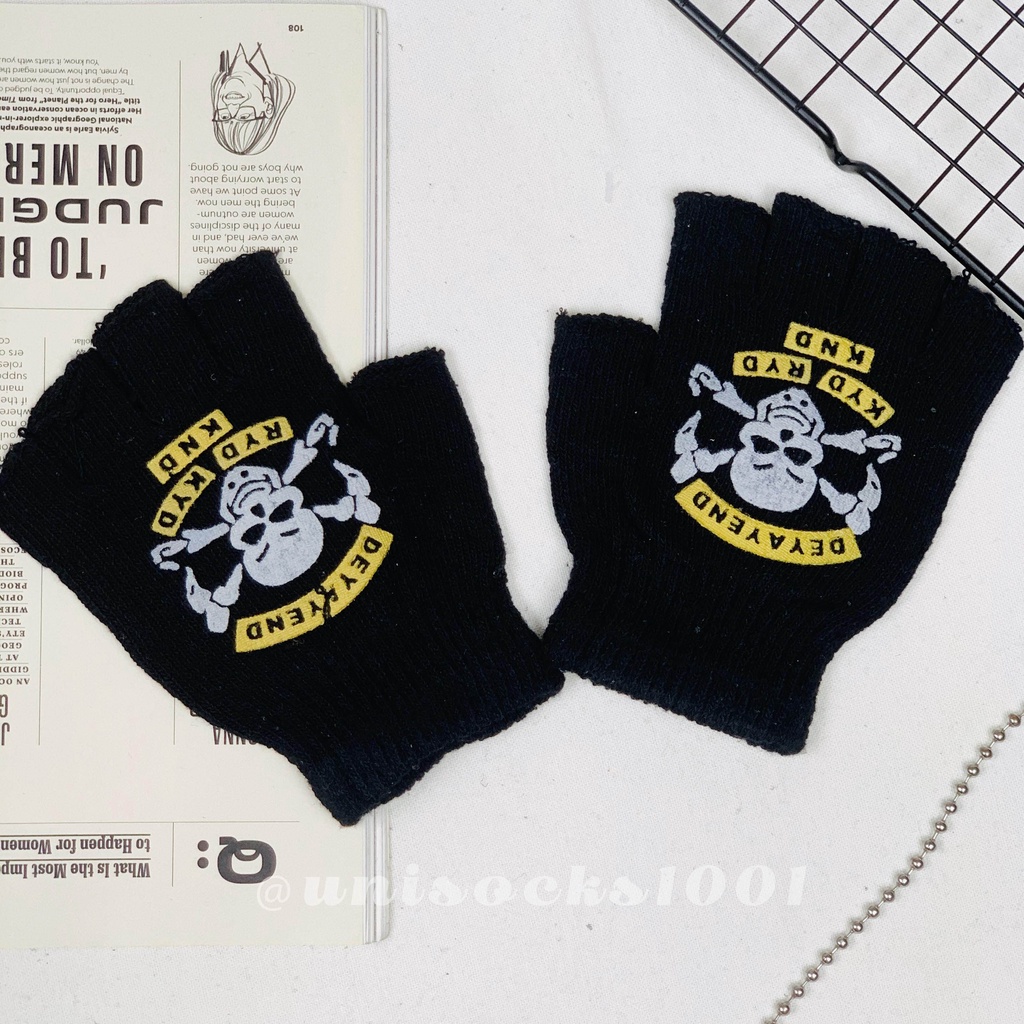 Sarung tangan pria motif half finger setengah jari motor rajut wool import premium grosir