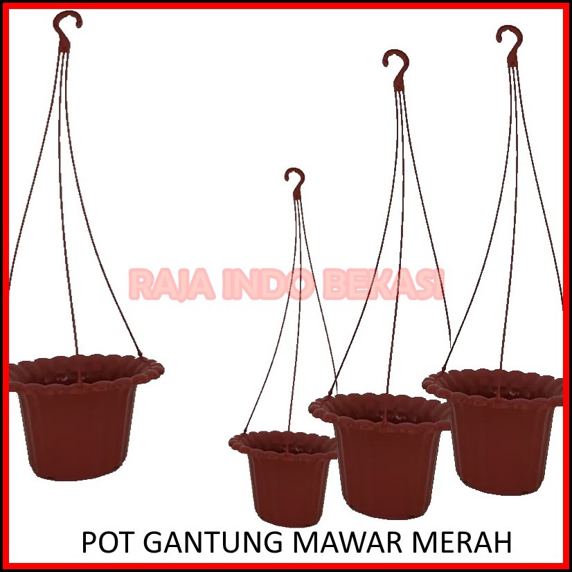 Pot Gantung PARIS Mawar Merah Bata HITAM - Pot Bunga Gantung 20 21 Cm Tanaman Hias Menggantung