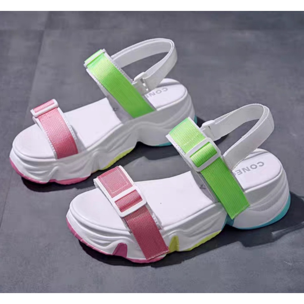 Sandal Tali Wanita Dua Strip Dua Warna WA413