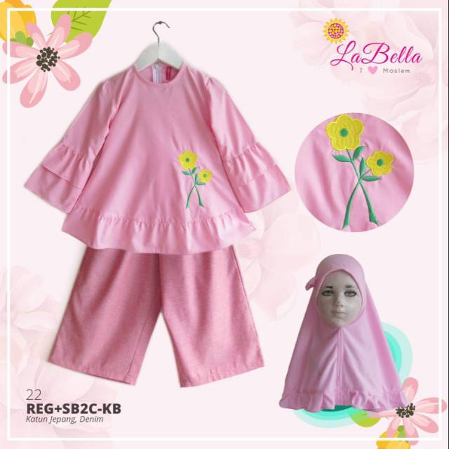 SETELAN KULOT ANAK PEREMPUAN LABELLA WARNA PINK