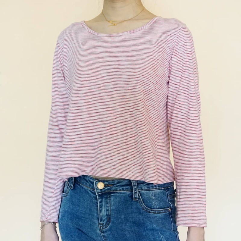 Atasan kaos panjang merah putih