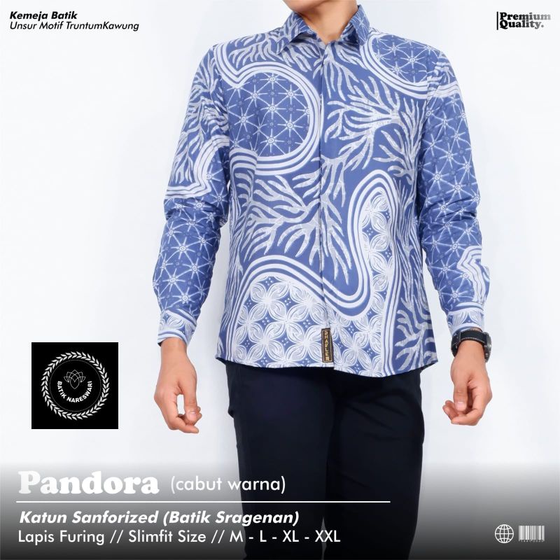 KEMEJA BATIK SOLO PANDORA BIRU BATIK PRIA SIZE M L XL XXL