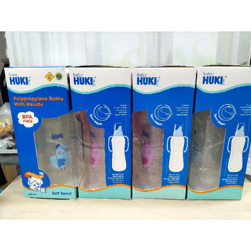 Botol Susu Huki DOT Sippy Slim+Pegangan Botol/ Baby Huki Polypropylene Bottle With Handle Soft Spout 250 Ml CI0234