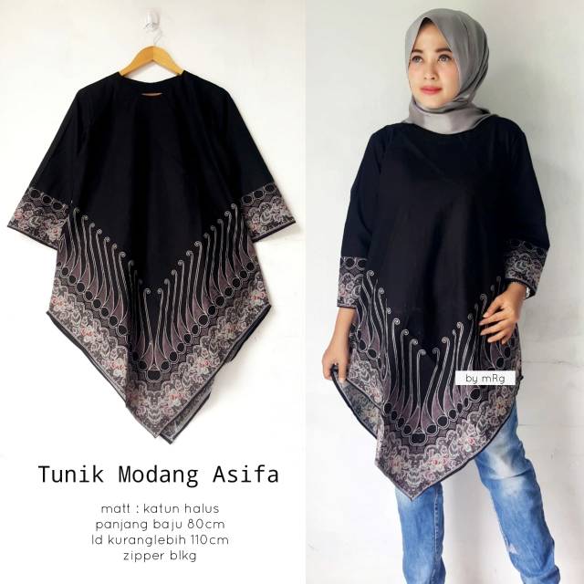 Produsen Atasan Batik Tunik Modang Asifa Black Catton japWdQInWen5R