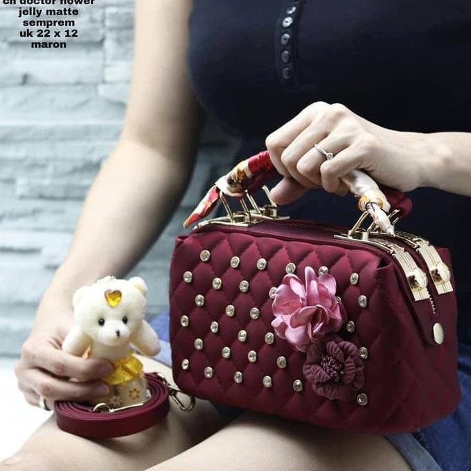 Tas Murah Tas Import Jelly Matte Doctor Diamond Flower 1 Tali (Bw8093) Free Acc