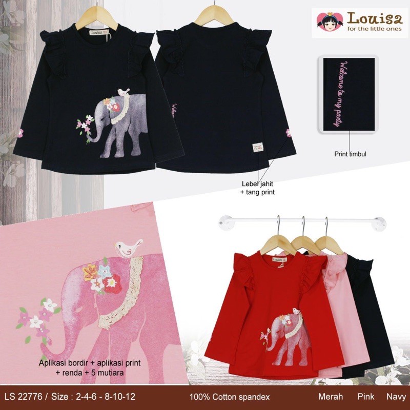 atasan/kaos anak inport louisa/geenee/kaos anak murah/atasan anak perempuan/atasan anak murah