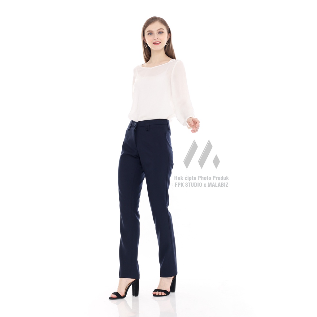 LEON  - Celana Bahan Wanita Semi Cutbray Bahan Tebal dan Melar Celana Basic Wanita Slim fit Celana Kantoran Wanita Celana Formal Wanita Celana Dasar Wanita Bahan Melar Celana Standar Wanita Celana Kain Bahan Melar Malabiz