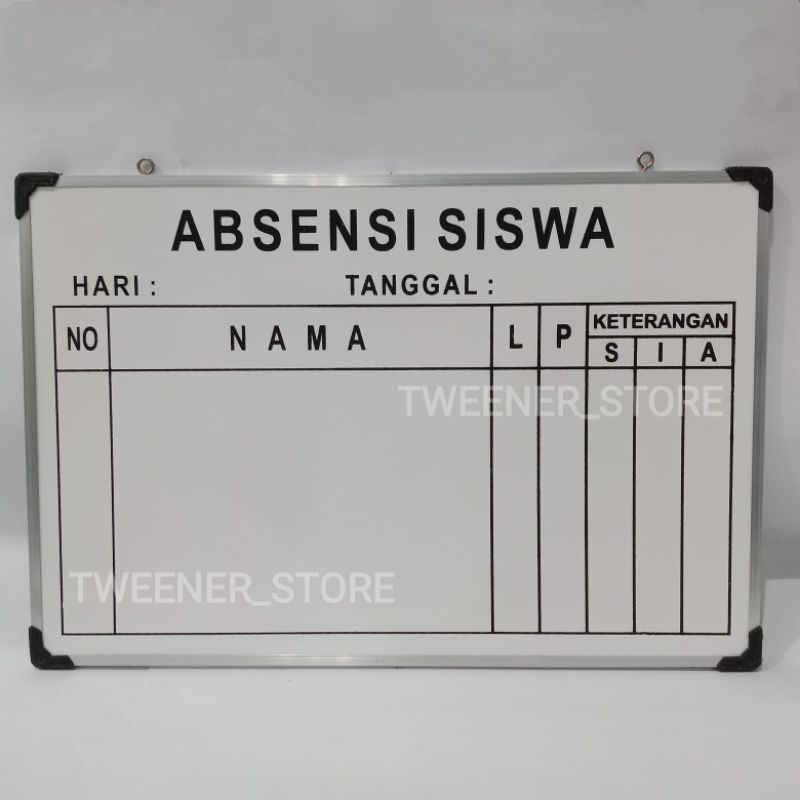 [Uk.40x60] Papan Tulis Absensi Siswa Harian Kelas Sekolah| Whiteboard | Papan Absen Kecil