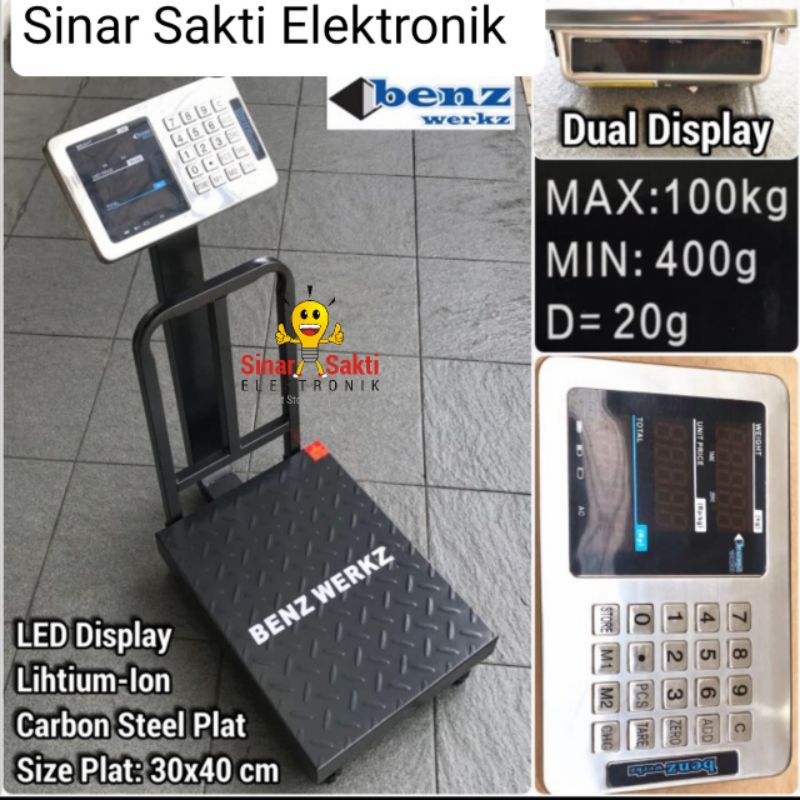 Timbangan Duduk Barang Ekspedisi Paket Digital 100Kg 100 KG Benz Garansi