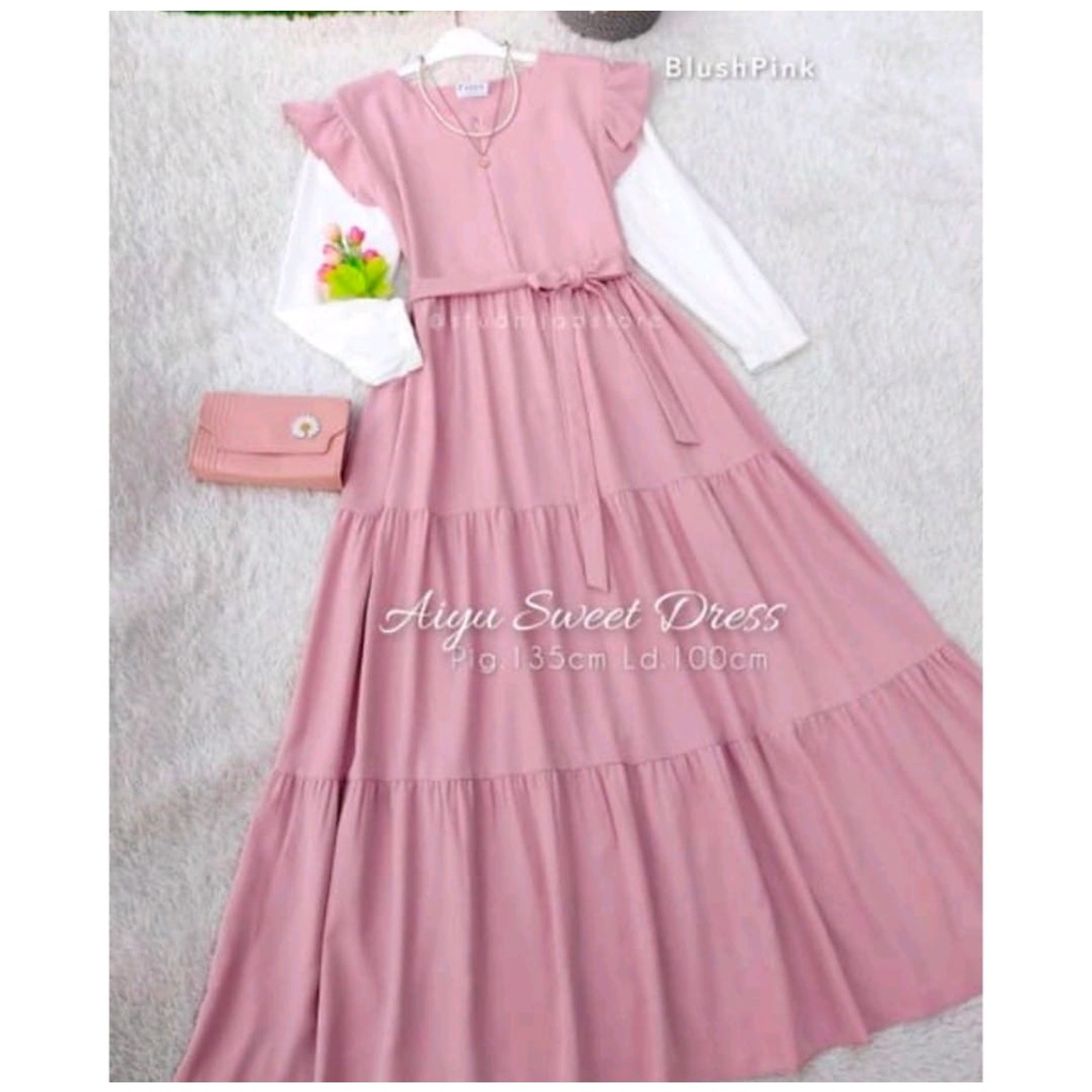 Rillo - Aiyu Sweet Dress/Pakaian Wanita/Dress/Gamis Remaja korean Style