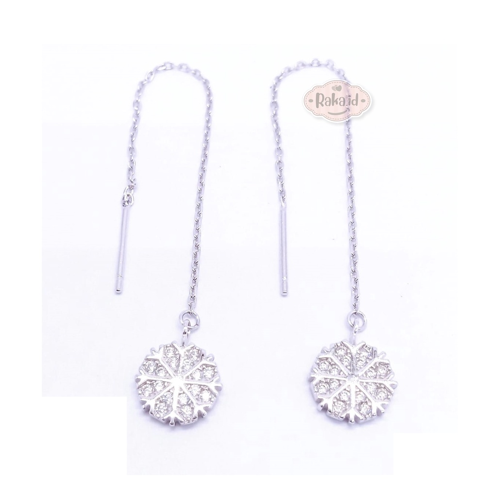 Anting Tusuk Jurai Perak Asli Dewasa Silver 925 Lapis Emas Putih Model Snow 835