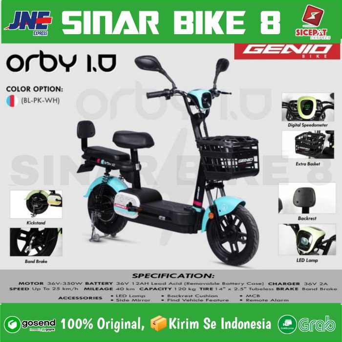 Sepeda Listrik Electric Bike GENIO ORBY 1.0 Electric Dan 2.0 E Bike 350 Watt