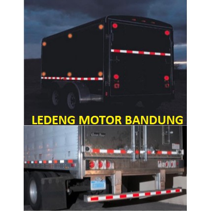 Sticker Reflektif Merah Putih Reflektor Pemantul Cahaya Lampu Mobil Box Truk