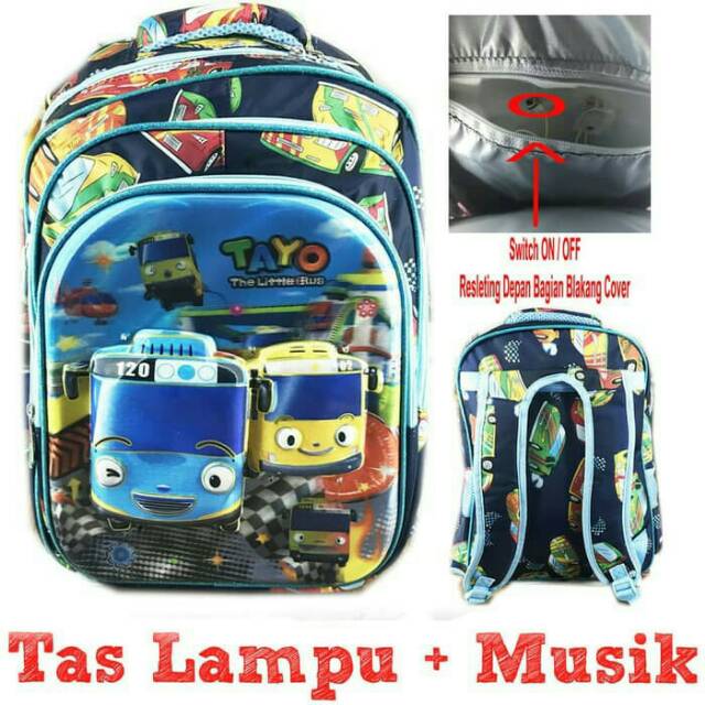 Tas Ransel Tayo / Tas Musik + Lampu / Tas Sekolah Anak