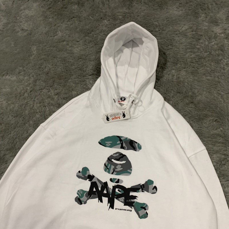 Sweater Hoodie Aape Bape Camo Skull White Fulltag &amp; Lebel