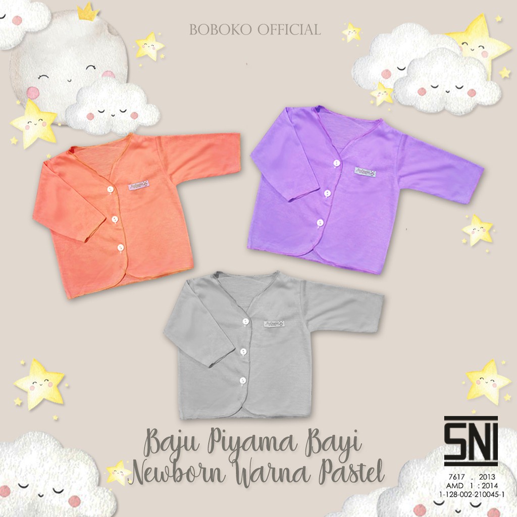 BOBOKO Baju Piyama Bayi Newborn Warna Pastel 0-6 bulan