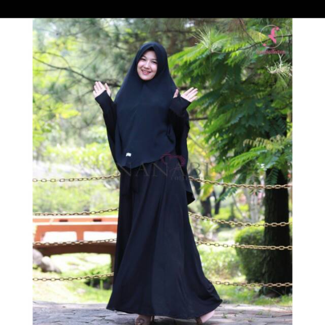 PRELOVED  Gamis daily black (handshock) by nanabi collection gamis sehari2 muslimah syari