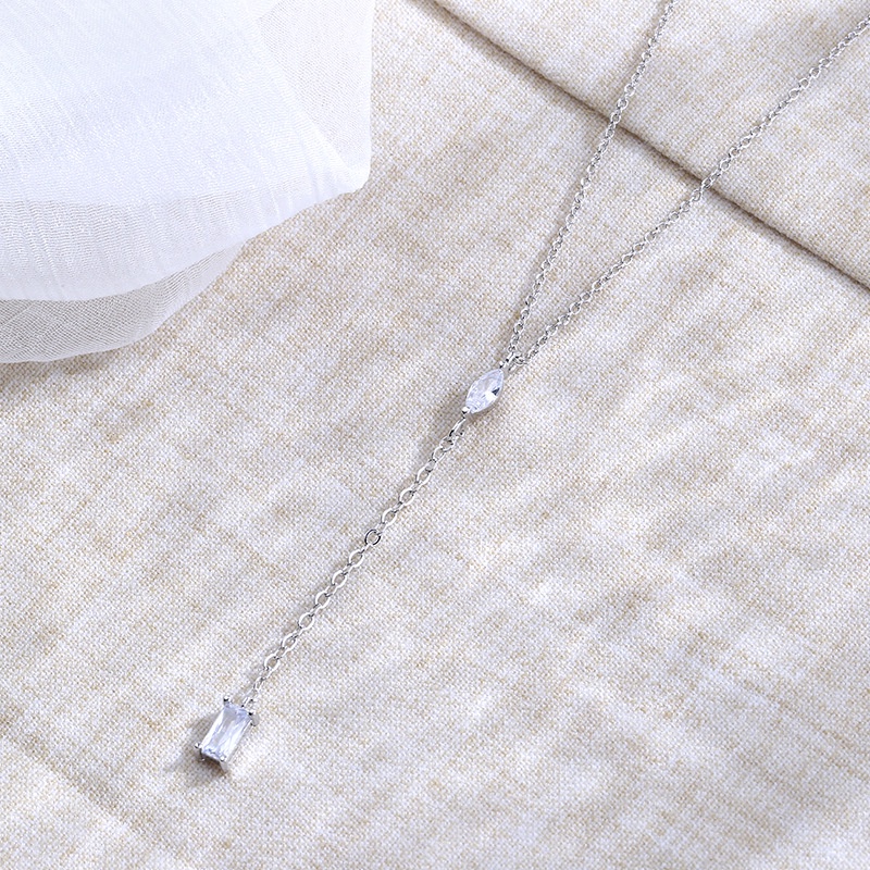 Korean Shiny Diamond Tassel Long Necklace Pendant Girls Exquisite Ins Trend Sweet Zircon Simple Necklace Clavicle Chain Women Fashion Jewelry Accessories Gift