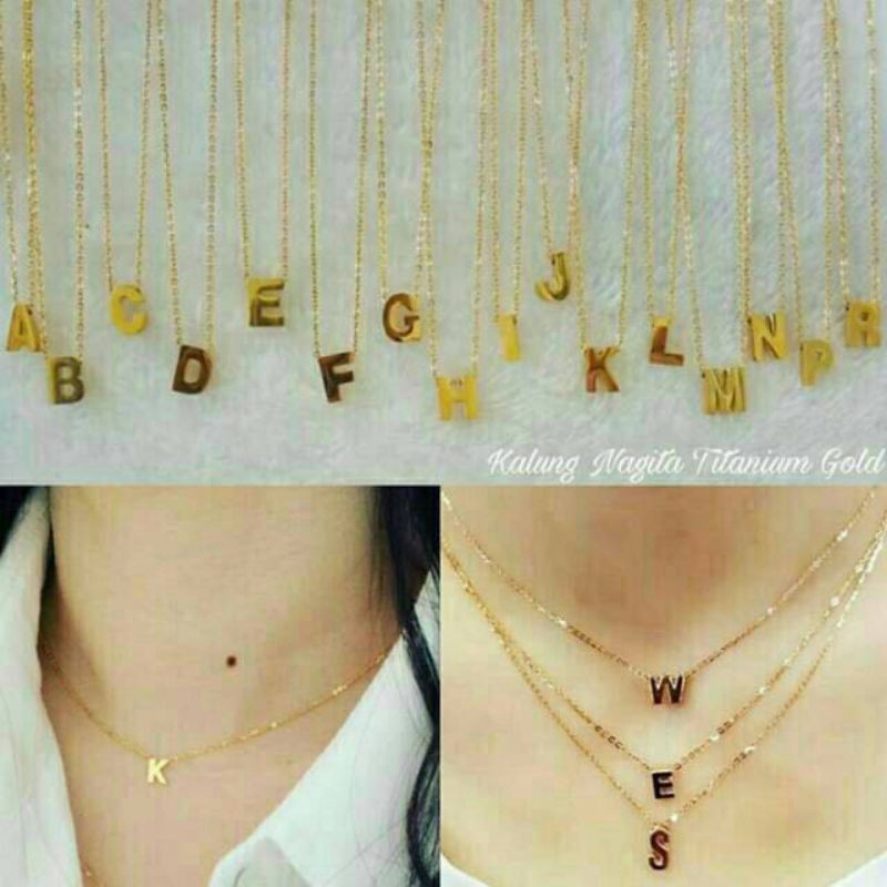 KALUNG titanium wanita gold kalung huruf kalung nama