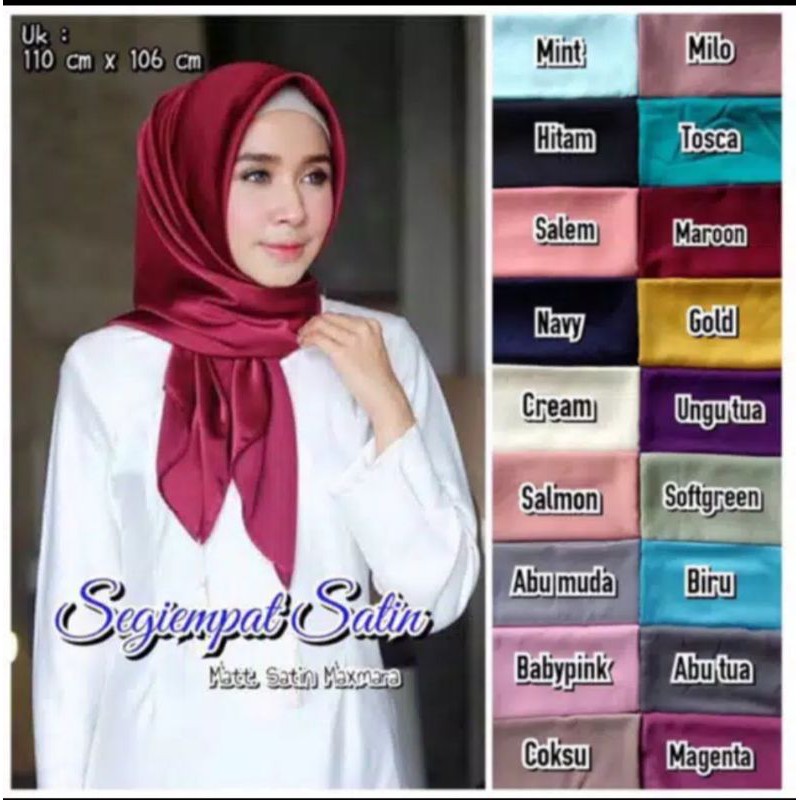 Jilbab Satin Segi Empat / Jilbab / Jilbab Segi Empat