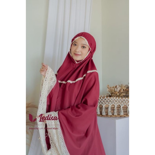 Mukena dewasa katun polos mukena renda rajut jumbo