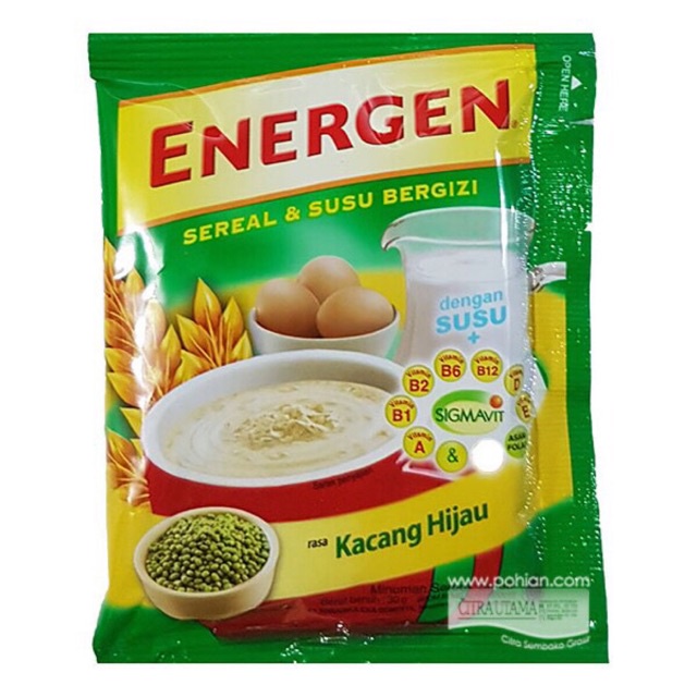 Energen Coklat Vanilla Vanila Jahe Jagung Kacang Hijau Ijo Kurma renceng @32 Gram