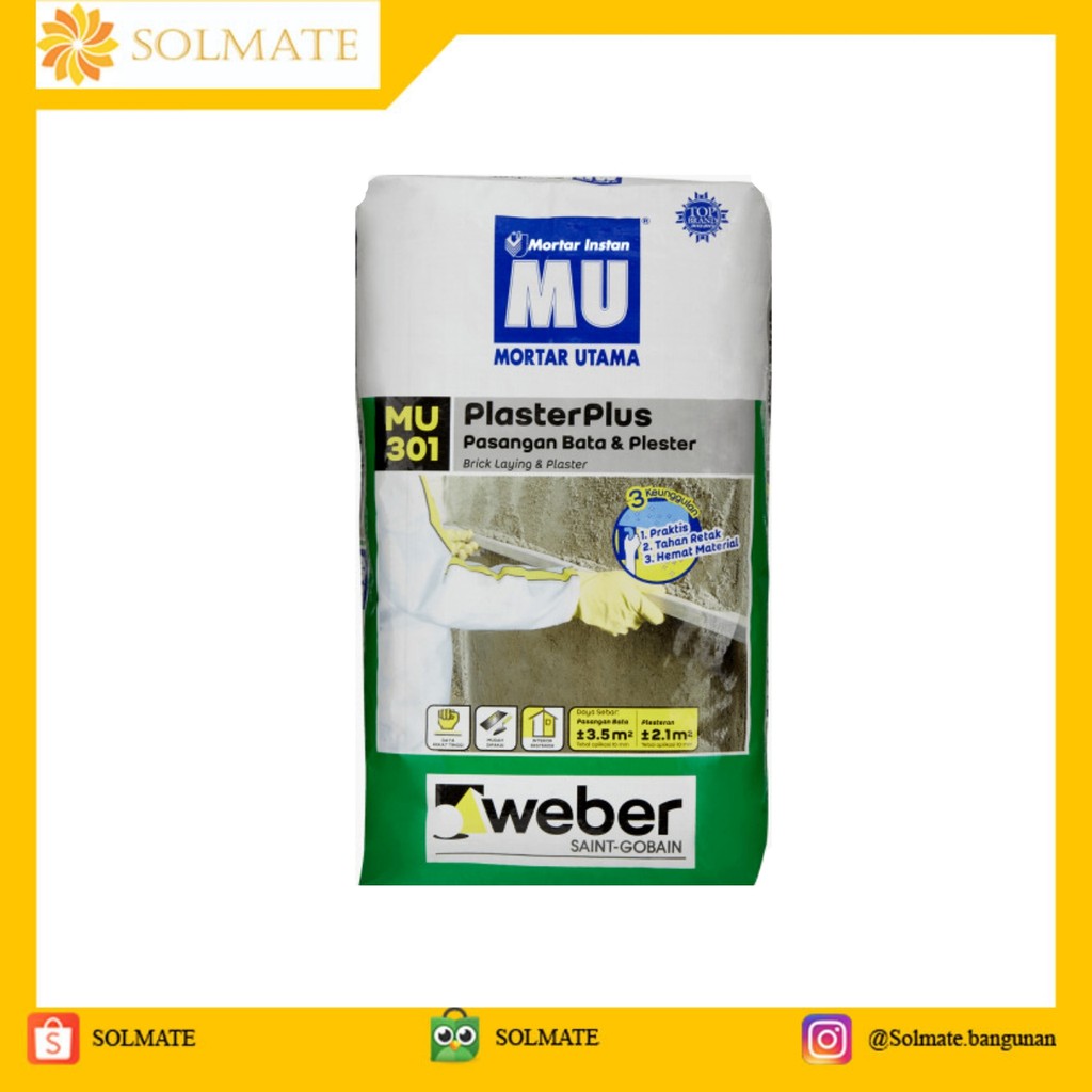 Semen Mortar Utama Plester Bata MU 301-40kg