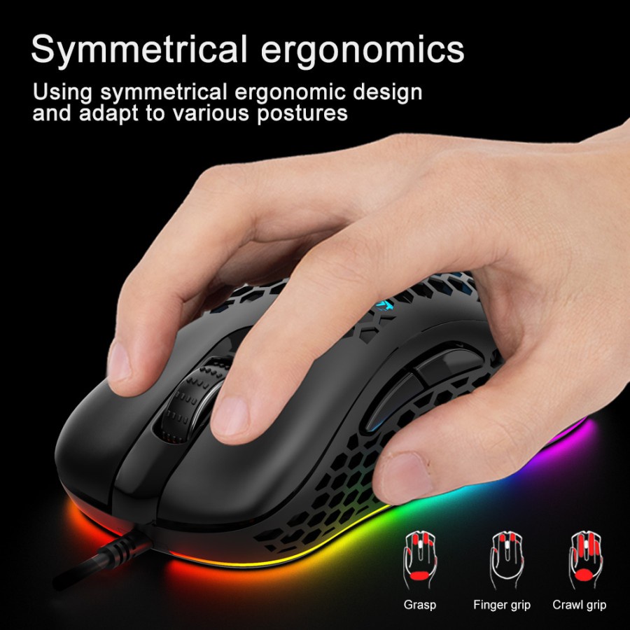 Aula WIND F810 Marco Mouse Gaming Optical 6400dpi Desain Sarang Lebah