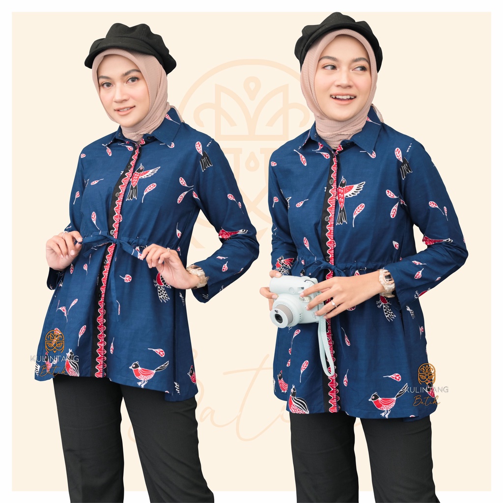 Kulintang Batik - Kemeja Batik Wanita Kerja Lengan Panjang Modern Murah Kekinian Model Blouse 2022 /