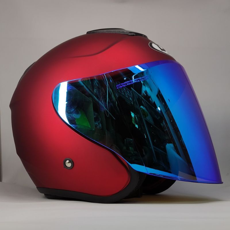 HELM KYT KYOTO MERK DYR PAKET GANTENG  (KYOTO REPLIKA)-Merah dof kaca biru