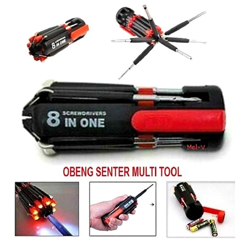 TOOLSET / OBENG SET LAMPU SENTER LED 8 IN 1