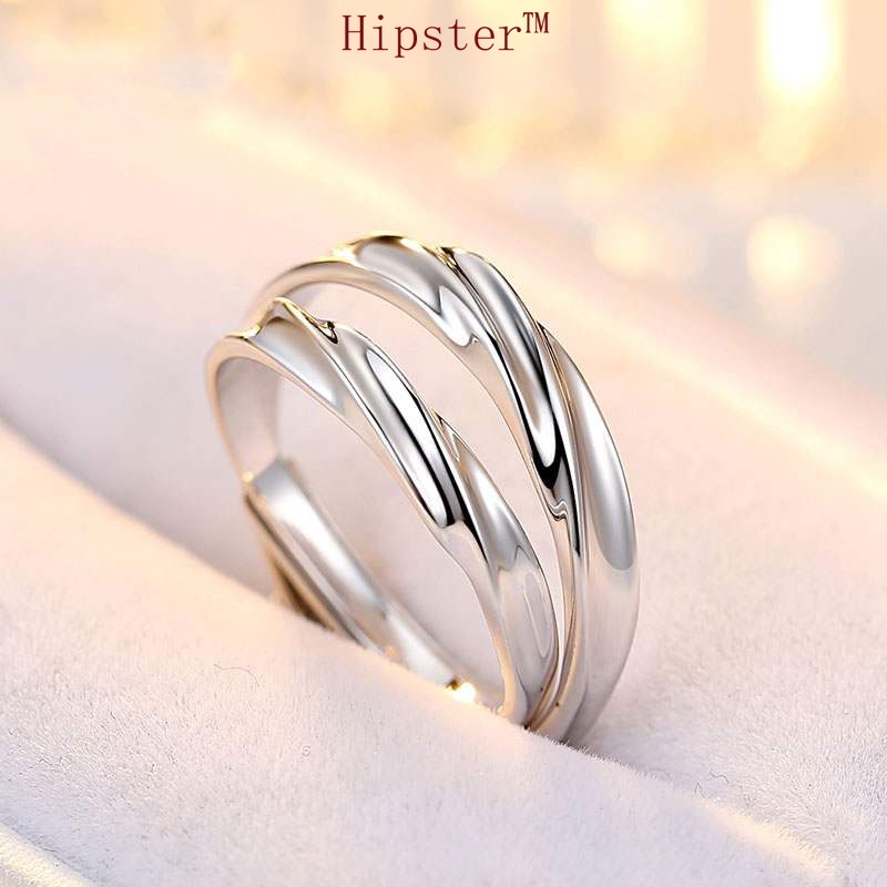 European and American Graceful and Fashionable Unique and Romantic Couple Platinum Ring