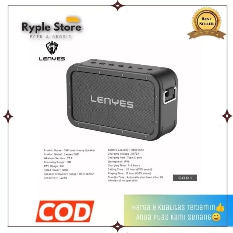 Spiker Bluetooth LENYES S821 120W DSP BASS Heavy Speaker Waterproof IPX6 Original TWS Anti Air
