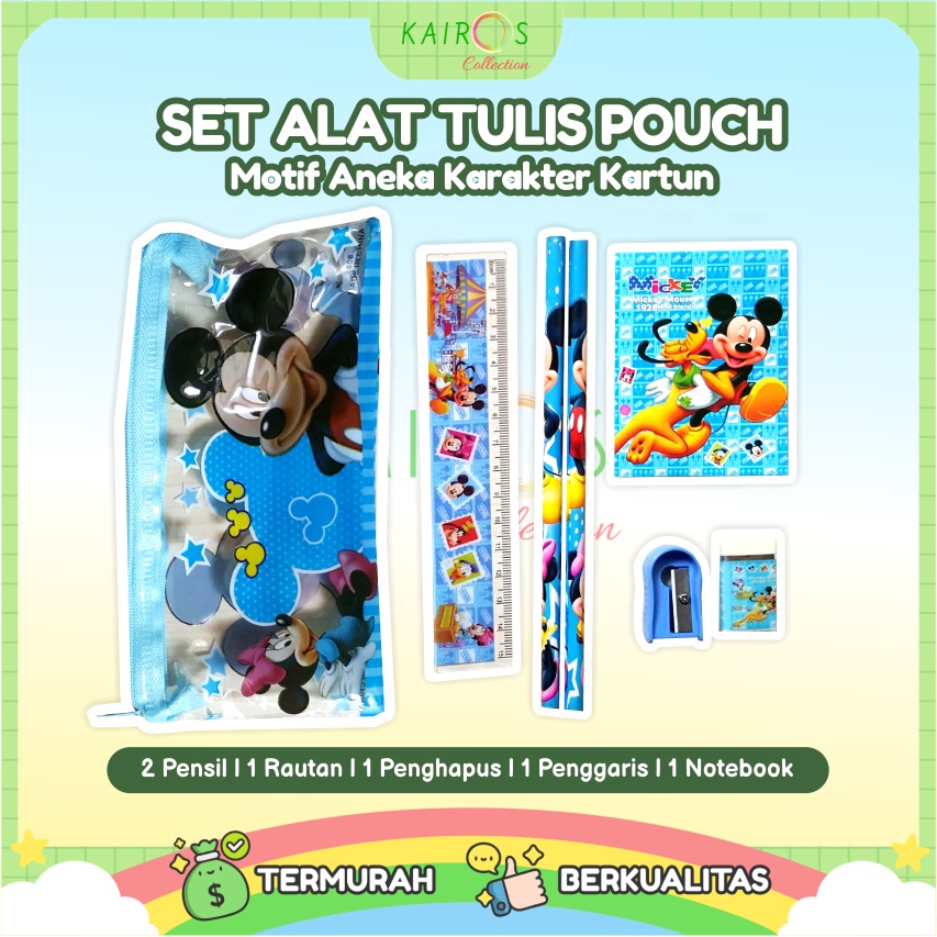 Alat Tulis Set Karakter Pouch Lucu