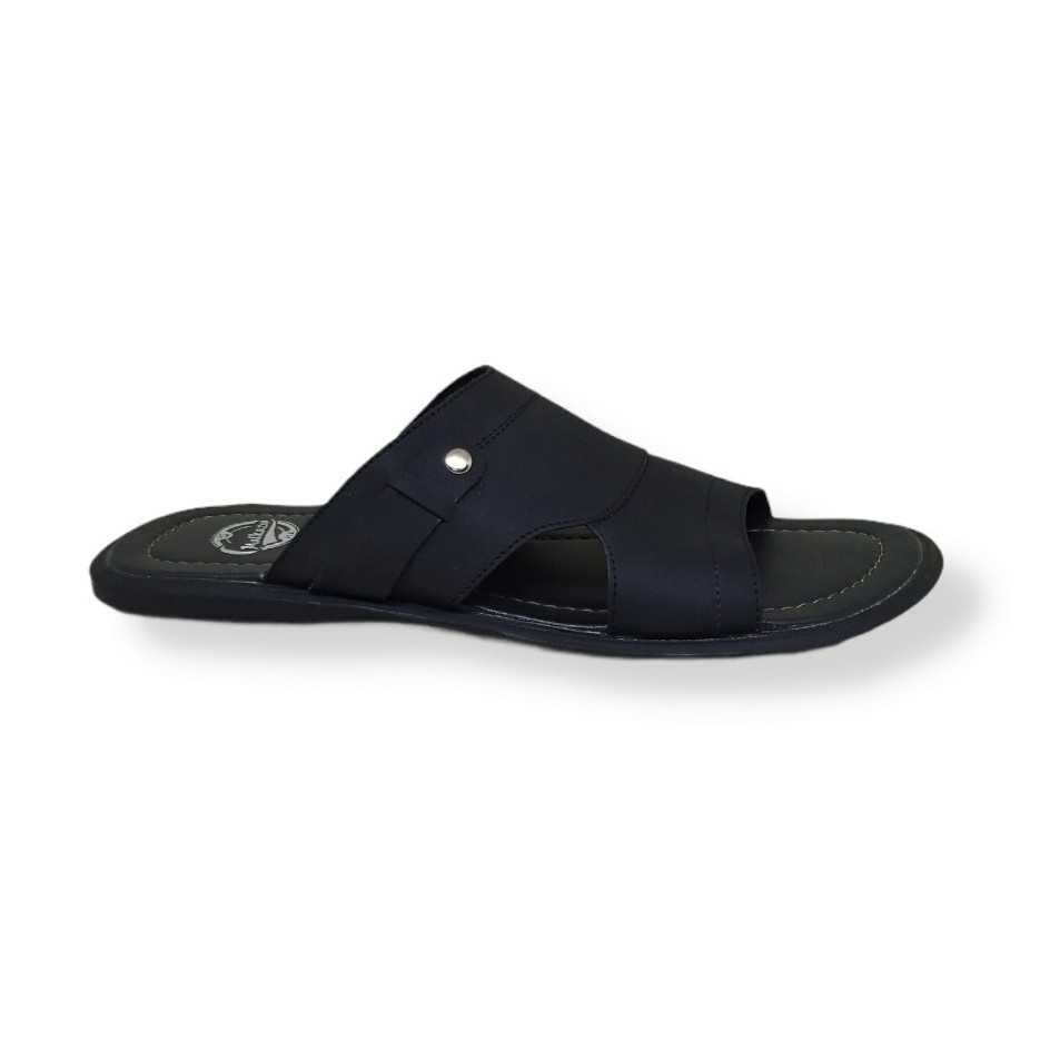 sandal pria kulit black slide glamor MLZ-05 sendal cowok laki2 ukuran besar/jumbo- big size 44-47