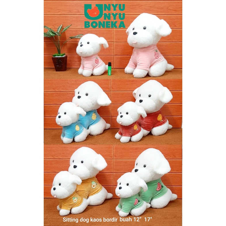 Boneka Sitting Dog Baju Size 12&quot;/30cm/Anjingkecil/Animal/BinatangLucu