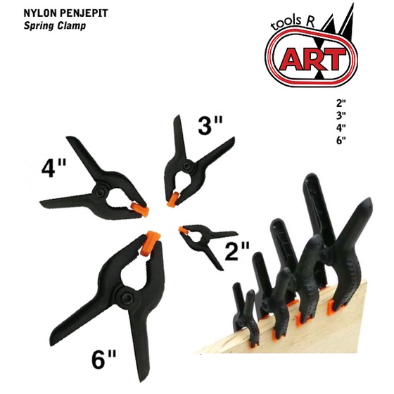 Art Spring Clamp 2&quot; 3&quot; 4&quot; 6&quot; 9&quot; Inch / Catok Tang Jepit Kayu 3 inch / Catok  Ver 2&quot; 3&quot; 4&quot; 6&quot; 9&quot; inch / Spring Clamp 2&quot; 3&quot; 4&quot; 6&quot; 9&quot;  Nylon Alat Penjepit Kayu Besi