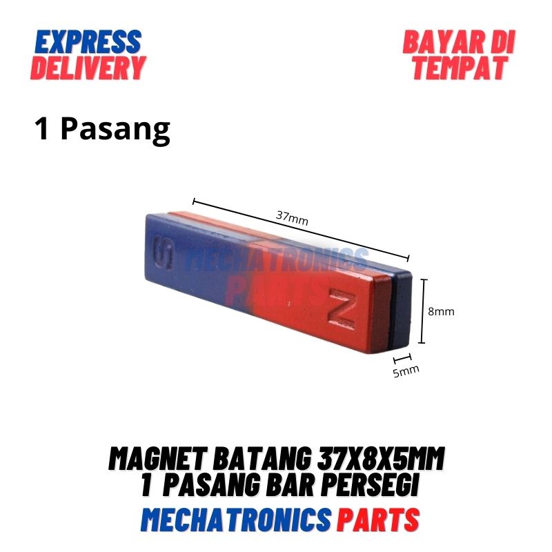 Magnet Batang 37x8x5mm 1 Pasang Bar Persegi Edukasi Lab Sekolah Praktikum Siswa