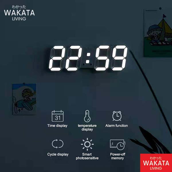 THOME Jam Meja Dinding Digital 3D LED Clock Bentuk Angka Modern Minimalis