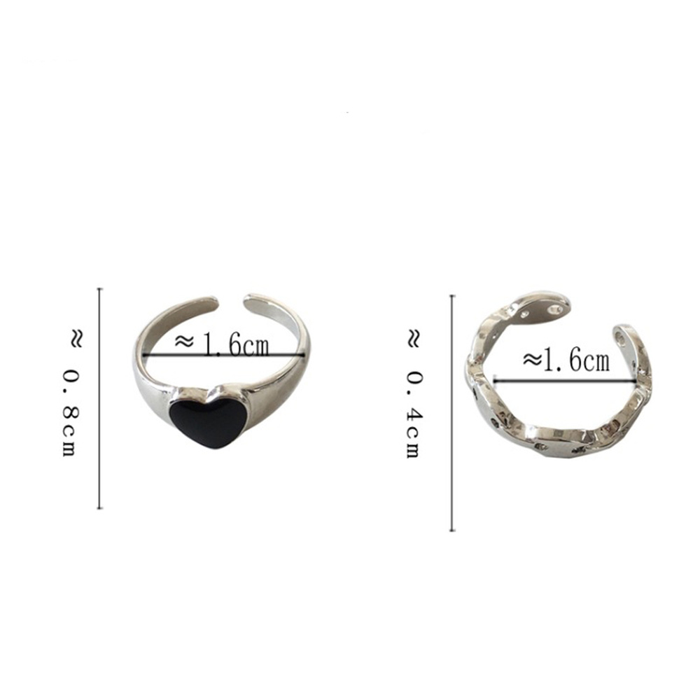 2pcs / Set Cincin Jari Telunjuk Model Terbuka Tidak Teratur Gaya Hip Hop