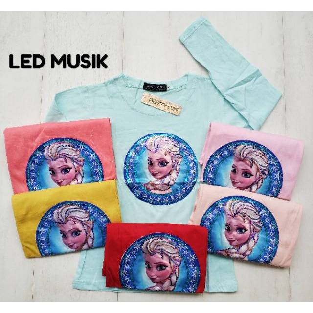 7110 KAOS  LED MUSIK PANJANG ANAK  ATASAN ANAK  PEREMPUAN  