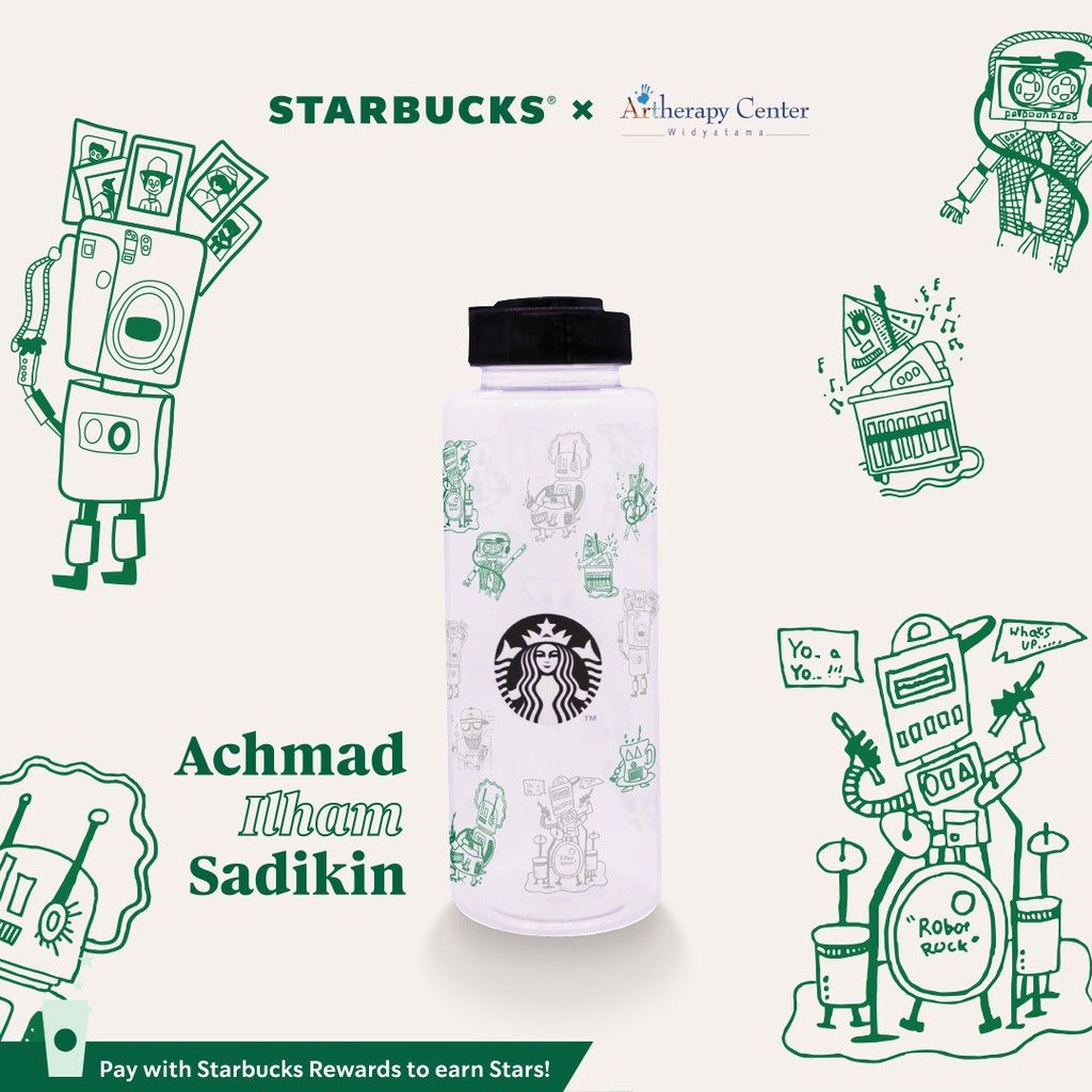 Tumblr Starbucks Original Tumbler Botol Minum 1 liter Besar lucu Anak Bpa Free Unik Karakter Viral-Robot