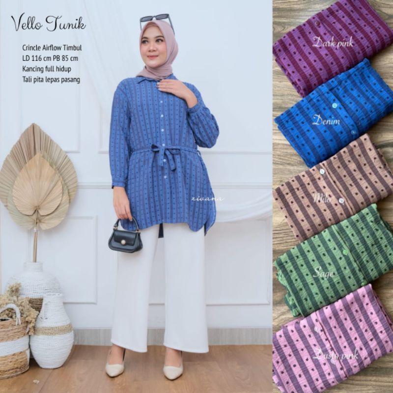 Tunik Airflow Motif Salur -VELLO TUNIK //JF604