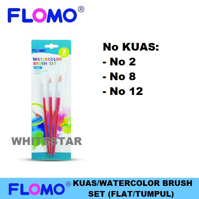 

kuas lukis flomo watercolor brush set - flat