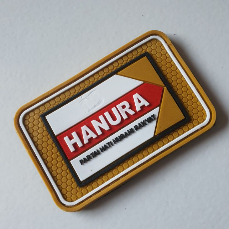 patch rubber logo partai hanura/hati nurani rakyat/tempelan emblem karet velcro