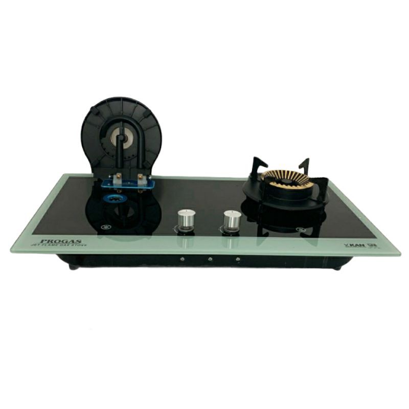 Kompor Tanam Kaca 2 Tungku Motif Elegant Progas  -Kompor Ajaib
