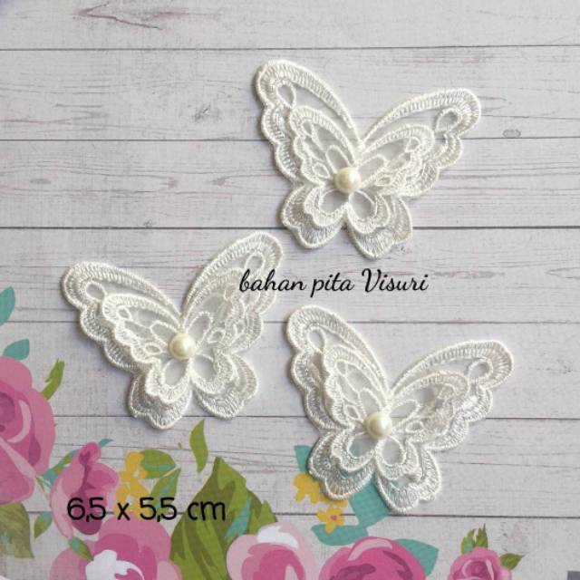 Renda Kupu Susun Mutiara Satu 6,5 x 5,5 cm