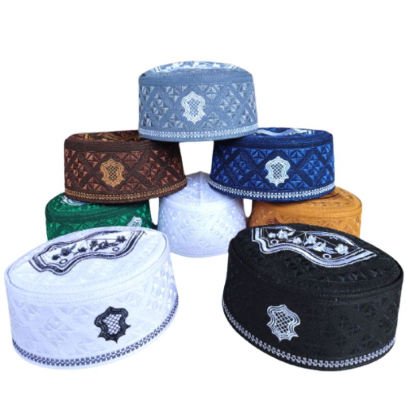 PECI HAJI KOPYAH ASSAGOFAH KOPIAH SONGKOK MORIF BORDIR TEROMPAH / PECI MALAYSIA / KOPYAH BATIK PECI OLEH HAJI AC DEWASA ANAK / HITAM /BIRU /MAROON /ABU /EMAS /HIJAU /COKLAT KOPIAH AL HAMID ASAGOFAH MURAH