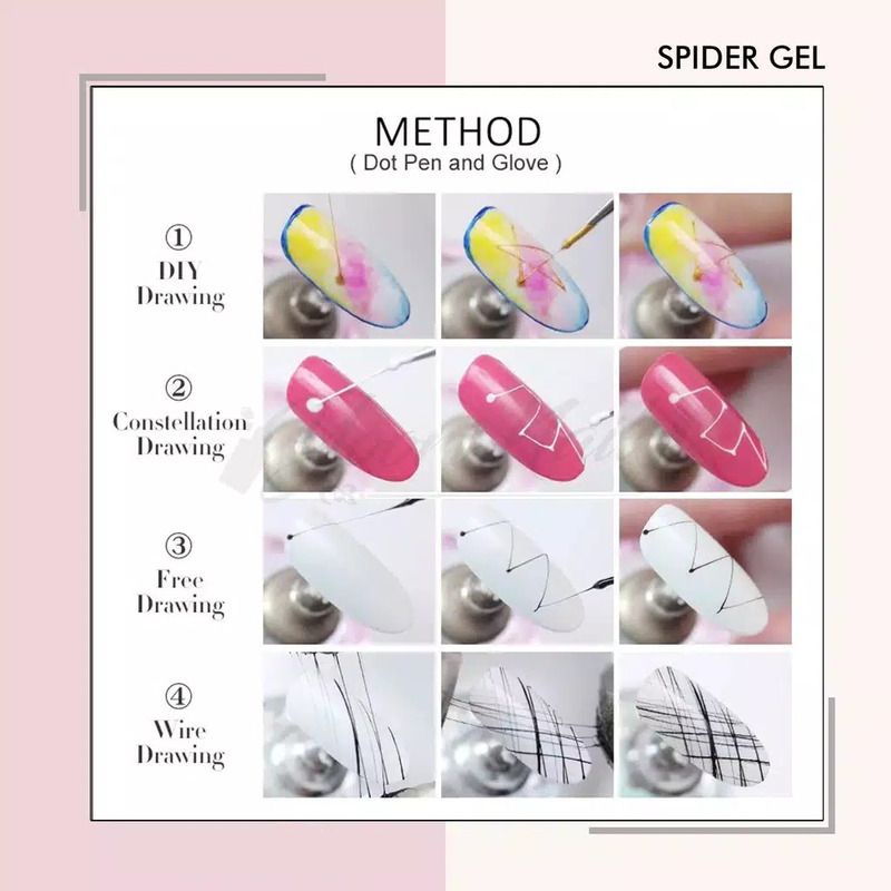 Spider gel nail art wire drawing painting uv gel nails